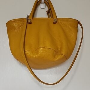 Yellow Leather Tote Bag